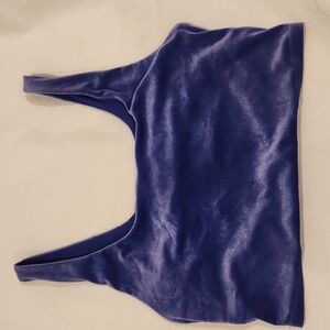 Athleta Velvet Cut Out Exercise Bra Top in Ligth Purple.